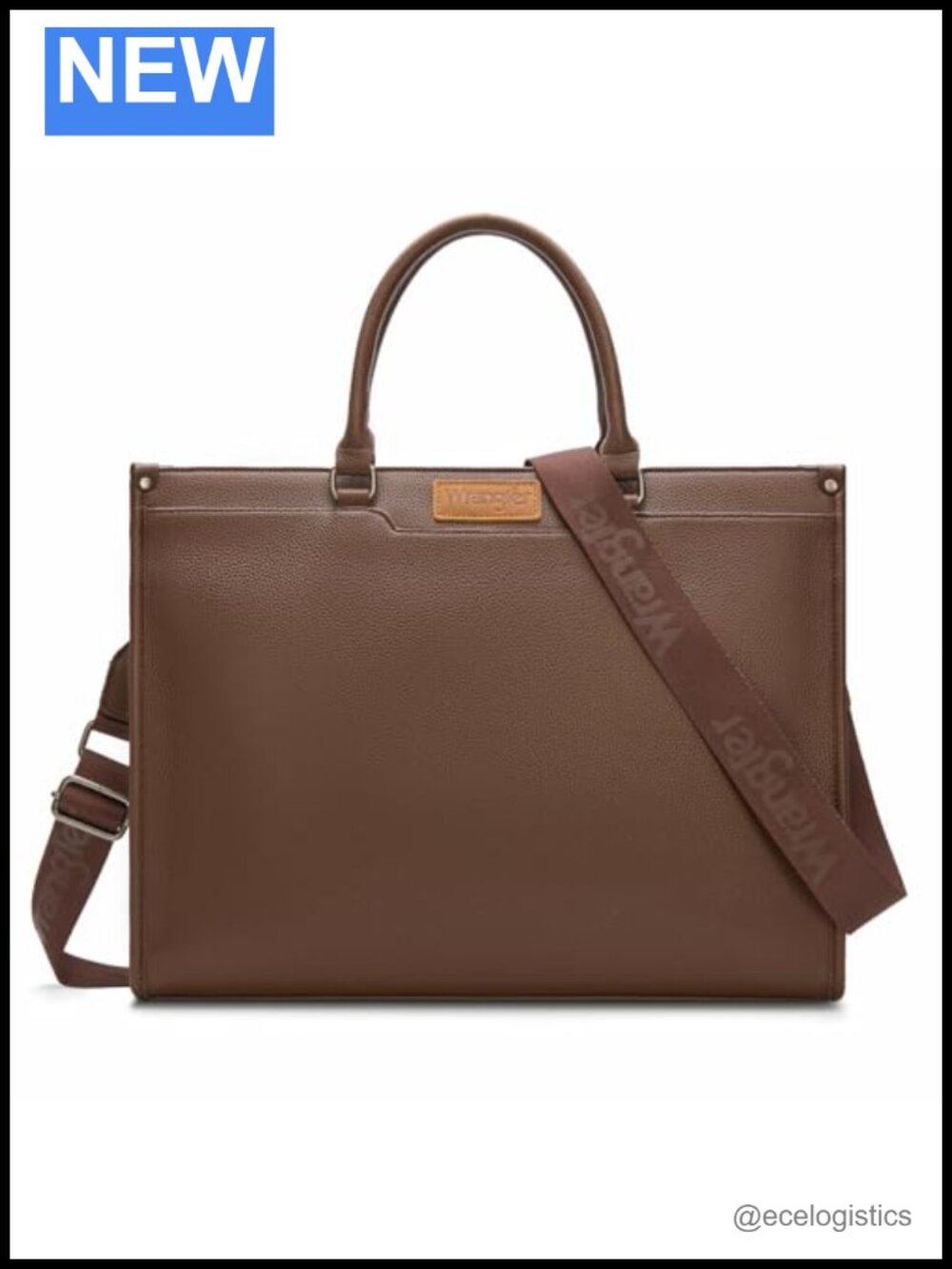 Faux Leather Laptop Tote Bag for Work with Padded Compartment and Cup Holder